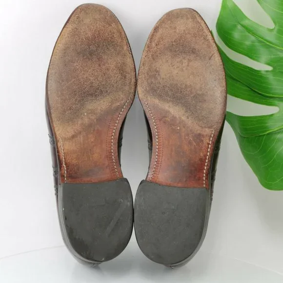 Allen Edmonds Townley Wingtip Oxford Size 10.5 D Burgundy Leather Dress Shoe - Picture 9 of 12